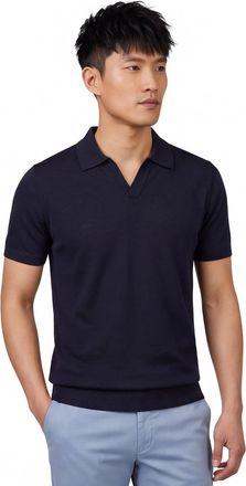 Cavallaro Poloshirt Cavallaro donkerblauw linnen v-hals