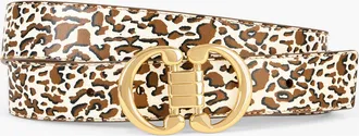 Talbots Leather Reversible Belt - Leopard - Ivory/Sierra Brown - Medium Talbots