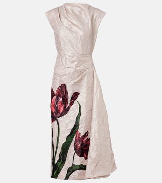Erdem Floral draped satin midi dress