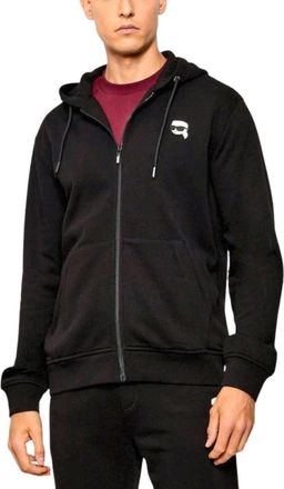 Karl Lagerfeld Sweatshirt met ritssluiting - Heren - Vesten met rits - Zwart - XL - Katoen - Hoodies & sweatvesten