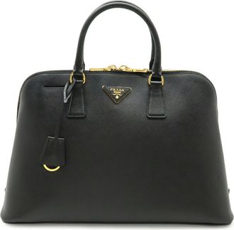 Prada Saffiano Black Nero Leather Handbag Tote Bag (Pre-Owned)