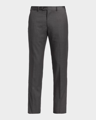 Emporio Armani Basic Flat-Front Wool Trousers