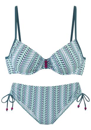 Vivance B&uuml;gel-Bikini VIVANCE, Damen, Gr. 36, Cup D, blau (blau bedruckt), Polyamid, bedruckt, Bikini-Sets B&uuml;gel-Bikini, mit Zierperlen