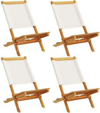 vidaXL Folding Garden Chairs 4 pcs Cream White Fabric and Solid Wood vidaXL
