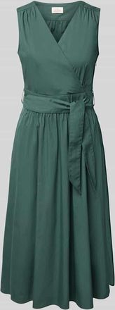 robe l&eacute;g&egrave;re Midikleid mit V-Ausschnitt und Bindeg&uuml;rtel in Gruen, Gr&ouml;&szlig;e 34