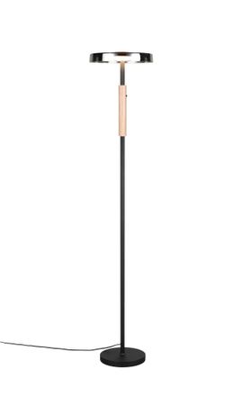 Trio Lampada Da Terra Led, Metallo E Vetro, Nero E Fum&eacute;, H 130 Cm, Celeste