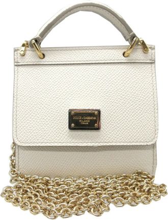 Dolce & Gabbana White Leather Chain/Shoulder Wallet (Pre-Owned)