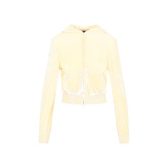 Balenciaga Cream Fitted Zip-Up Viscose Hoodie-Donna