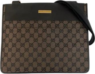 Gucci Pre-owned GG Canvas Leren Schoudertas - Dames - Vintage Schoudertas - Bruin - ONE Size - Leer - Vintage