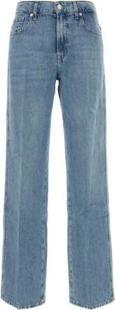 7 For All Mankind Blue Straight High Rise Jeans