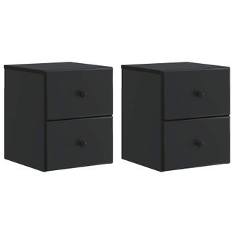vidaXL Mesita De Noche De Pared 2 Pcs Negro 34,5 X 33 X 40 Cm Vidaxl