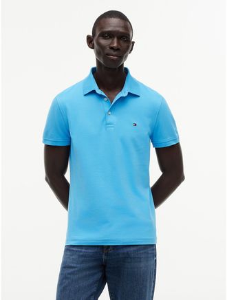 Tommy Hilfiger Mens Slim Fit Stretch Pique Polo - Blue - XXL
