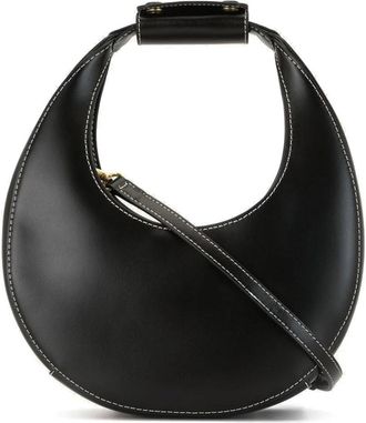 Staud Moon Crescent-Shaped White Stitching Handbag