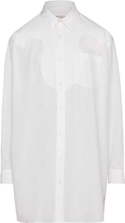 Maison Margiela Oversized katoenen poplin overhemd met western juk detail - Dames - Overhemden - Wit - 2XS - Katoen - Overhemden