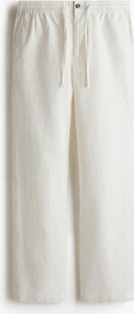 H&M Regular-fit linen-blend pants in White at Nordstrom, Size Xx-Large
