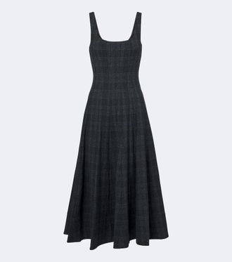 Staud Wells checked midi dress