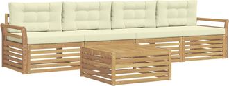 vidaXL Conjunto De Sof&aacute;s De Exterior 5 Uds. Blanco Y Crema Vidaxl