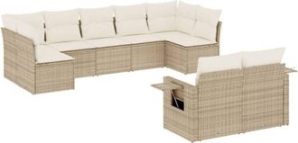 vidaXL Set De Sof&aacute;s De Jard&iacute;n 9 Pzas Con Cojines Rat&aacute;n Sint&eacute;tico Beige Vidaxl