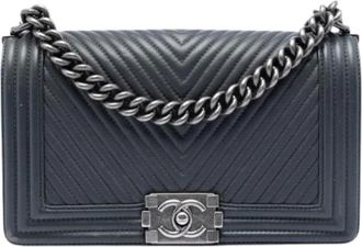 Chanel Pre-owned Boy Flap Shoulder Bag - Dames - Vintage Schoudertas - Grijs - ONE Size - Leer - Vintage