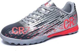 Generic Mens Spike Lawn Low Top Breathable Fashion Football Shoes, Broken Nails -- Silver, 6.5 UK