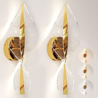 HOMCOM Led Wall Lamp 2 Pack - Modern Indoor Spiral Wall Light - Gold | TJ Hughes