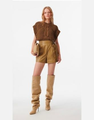 Iro Kalis Knit Short Sleeve Top In Khaki