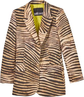 Just Cavalli Animalier Cady Jas Enkele Knoop Print - Dames - Blazers - Veelkleurig - L - Leer - Jassen