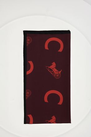 Celine Womens Silk Scarf Burgundy-Ivory-Camel Burgundy/ivory/camel Scarfs