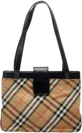 Burberry Pre-owned Handbags, female, Beige, Size: ONE SIZE Pre-owned Canvas Handbag