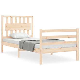 Berkfield Home Bed Frame with Headboard 90x200 cm Solid Wood in Light Brown