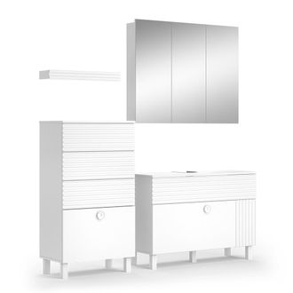 Vicco Conjunto De Muebles De Ba&ntilde;o Sola, Blanco, 3 Piezas, Con Mueble Alto