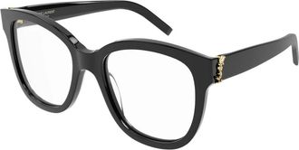 Saint Laurent Glanzende Zwarte Brillen - Dames - Brillen - Zwart - 54 MM - Accessoires