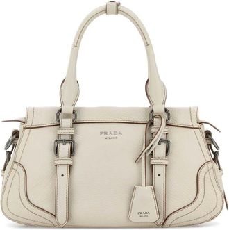 Prada Ivory Leather Large Handbag