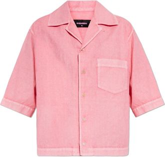Dsquared2 Linnen Shirt met Korte Mouwen - Dames - Overhemden - Roze - XS - Linnen - Overhemden