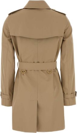 Burberry Womens Beige Gabardine Heritage Kensington Trench Coat Honey