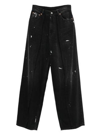 Maison Margiela paint-splatter jeans - women - Polyester/Cotton/Cotton - 26 - Black