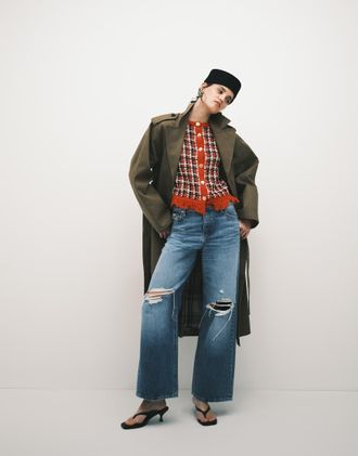 Calvin Klein Jeans Jeans ampi a vita bassa con strappi lavaggio blu medio con strappi