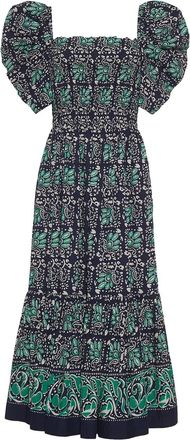 Cara Cara Moulin puff-sleeve midi dress - Blue