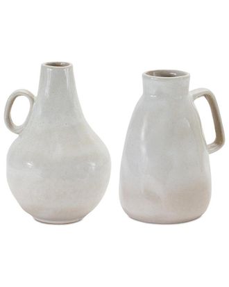 Melrose International Set Of 2 Ceramic Jug Vase