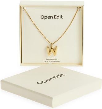 Open Edit Waterproof Bubble Initial Pendant Necklace in W- Gold at Nordstrom