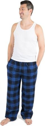 Leveret Mens Cotton Flannel Holiday Pajama Pants in Plaid Black & Navy at Nordstrom, Size Xxx-Large