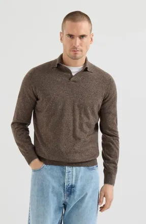 Brunello Cucinelli Moulin&eacute; cashmere knit polo in Grey at Nordstrom, Size 48
