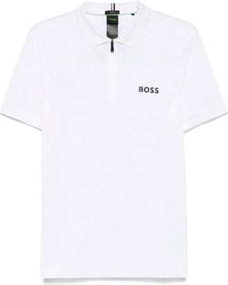 BOSS Polo con monogramma jacquard - Bianco