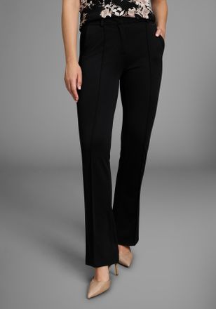 Laura Scott Schlaghose LAURA SCOTT, Damen, Gr. 36, N-Gr, schwarz, Milano Rib, Obermaterial: 76% Polyester, 20% Viskose, 4% Elasthan, unifarben, figurbetont lang, 