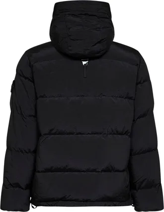 Stone Island Mens Hooded Down Jacket Nylon Metal Black Polyamide Padded &