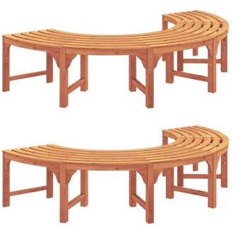 vidaXL Banco De &Aacute;rbol 2 Pcs Marr&oacute;n 160 X 160 X 45cm
