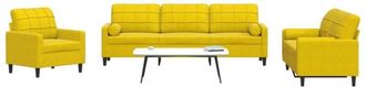 vidaXL Vidaxl - Sof&aacute; Con Cojines Y Almohadas 3 Piezas Terciopelo Amarillo