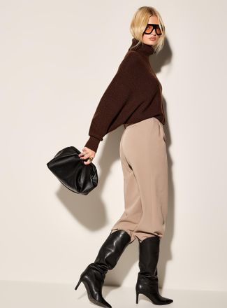 Icone Womens Batwing sleeves cropped turtleneck sweater