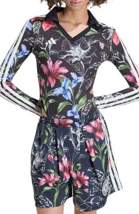 adidas x FARM Rio Floral Long Sleeve Bodysuit in Black/Cream White/Multicolor at Nordstrom Rack, Size Medium