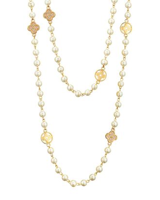 Liv Oliver 18K Plated 7-8Mm Pearl Cz Endless Necklace